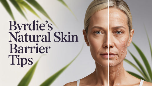 BYRDIE's Natural Skin Barrier Tips for a Woman with half her face glowing and the other half dry and flaky - by Pure & Coco