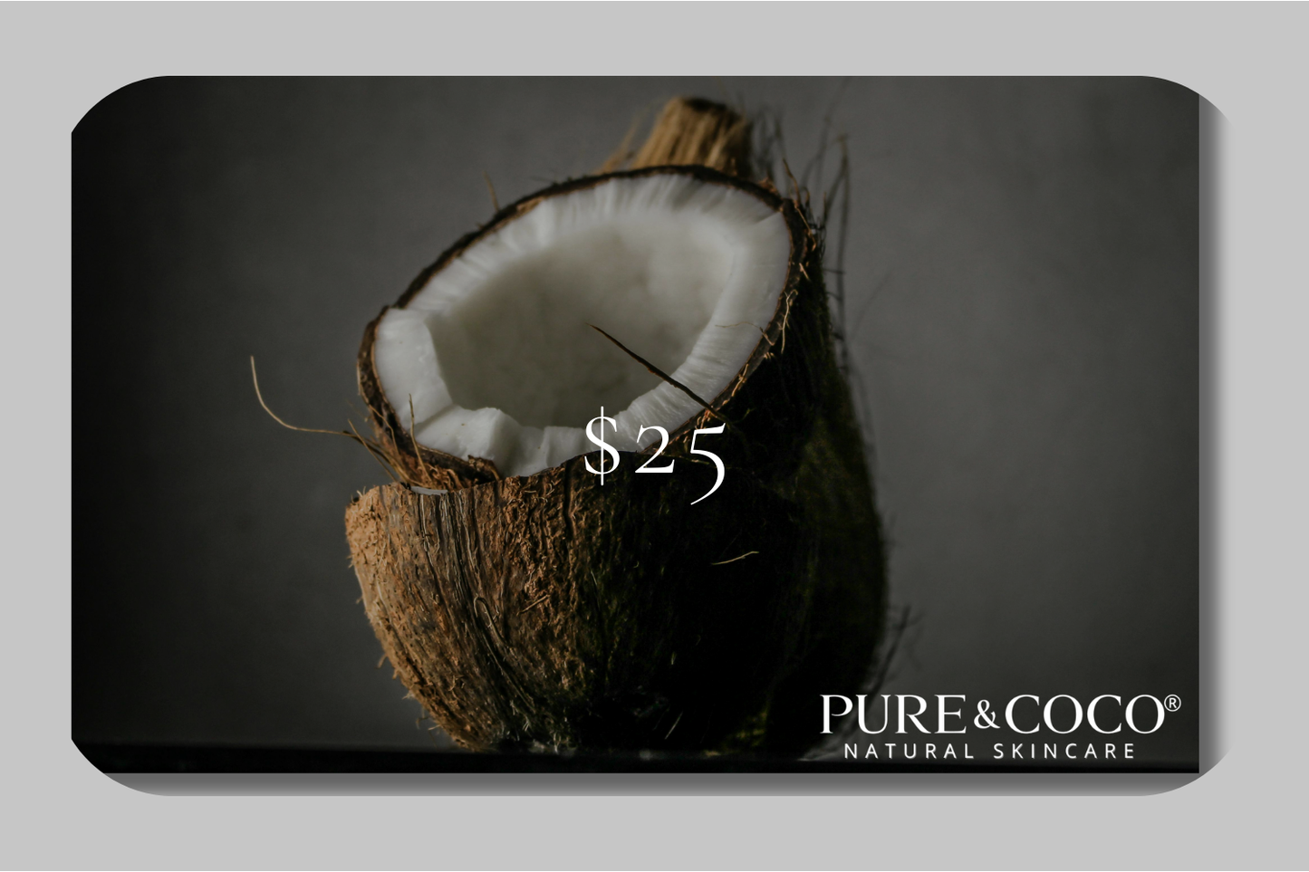 cracked fresh coconut shells_natural skincare_25 dollar gift card_pure and coco