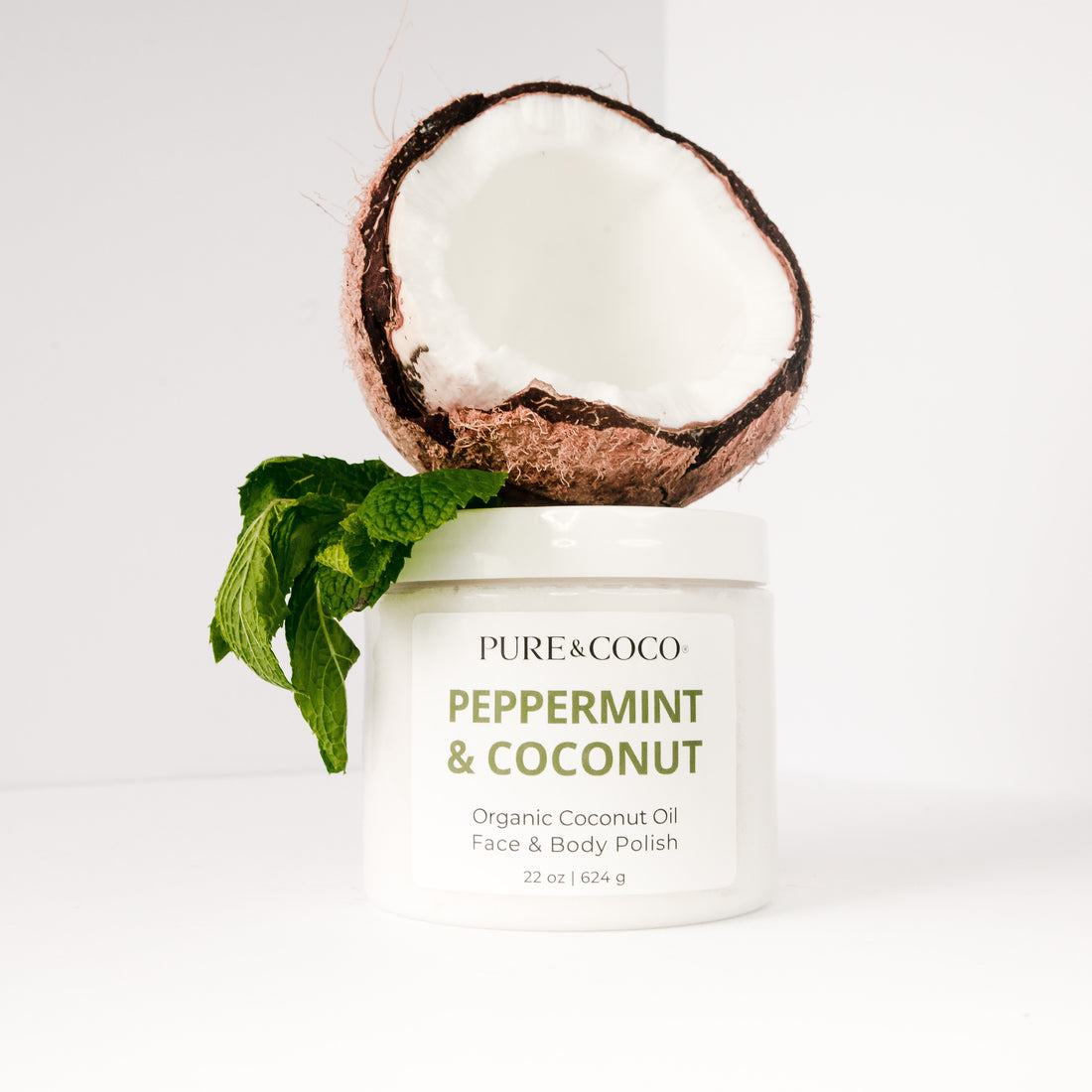 Peppermint and Coconut Organic Coconut Oil Face and Body Polish_Pure and Coco