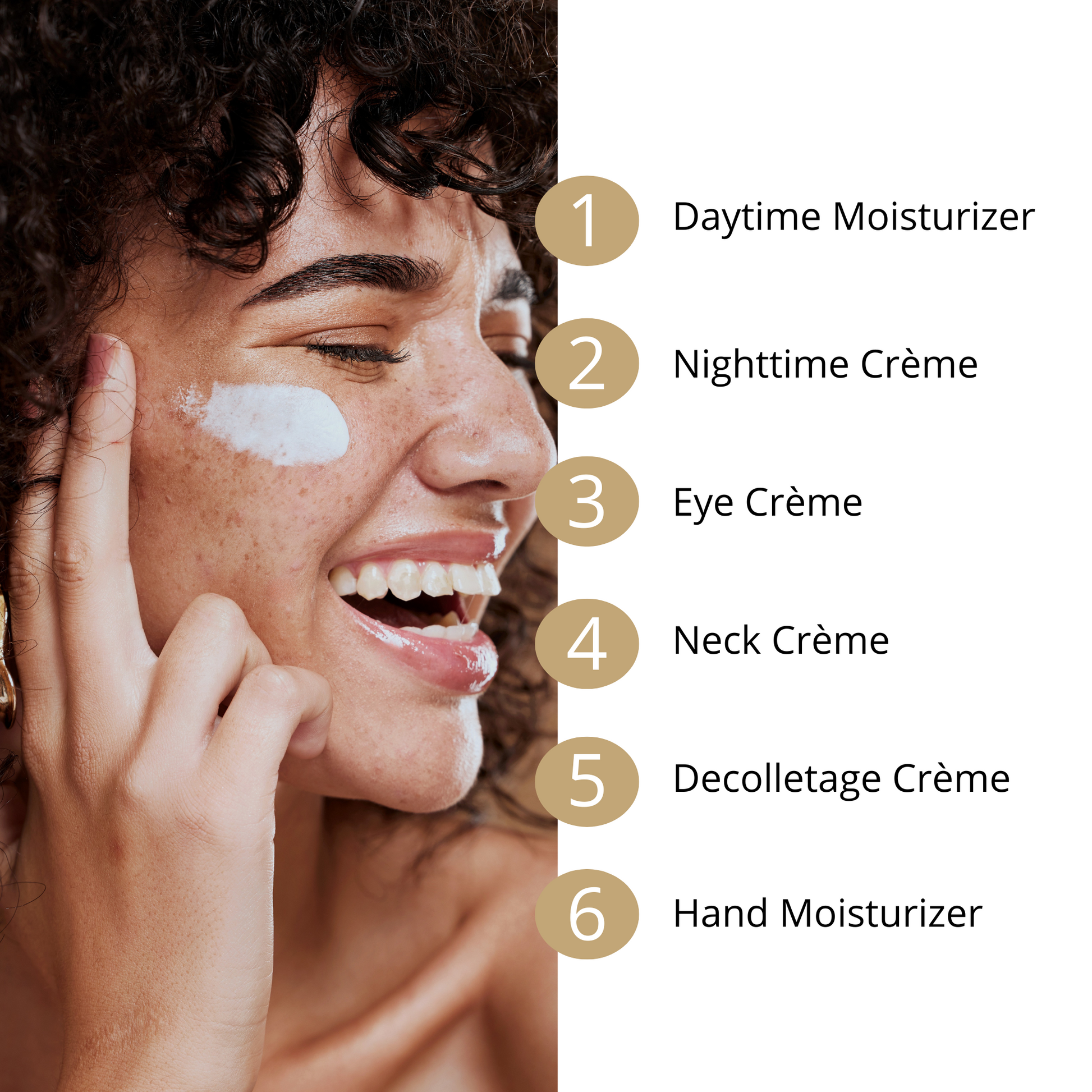 Citrus_Flora_Mango_Butter_Face_and_Body_Creme_6_benefits_Pure_and_Coco woman applying the creme to her face and smiling