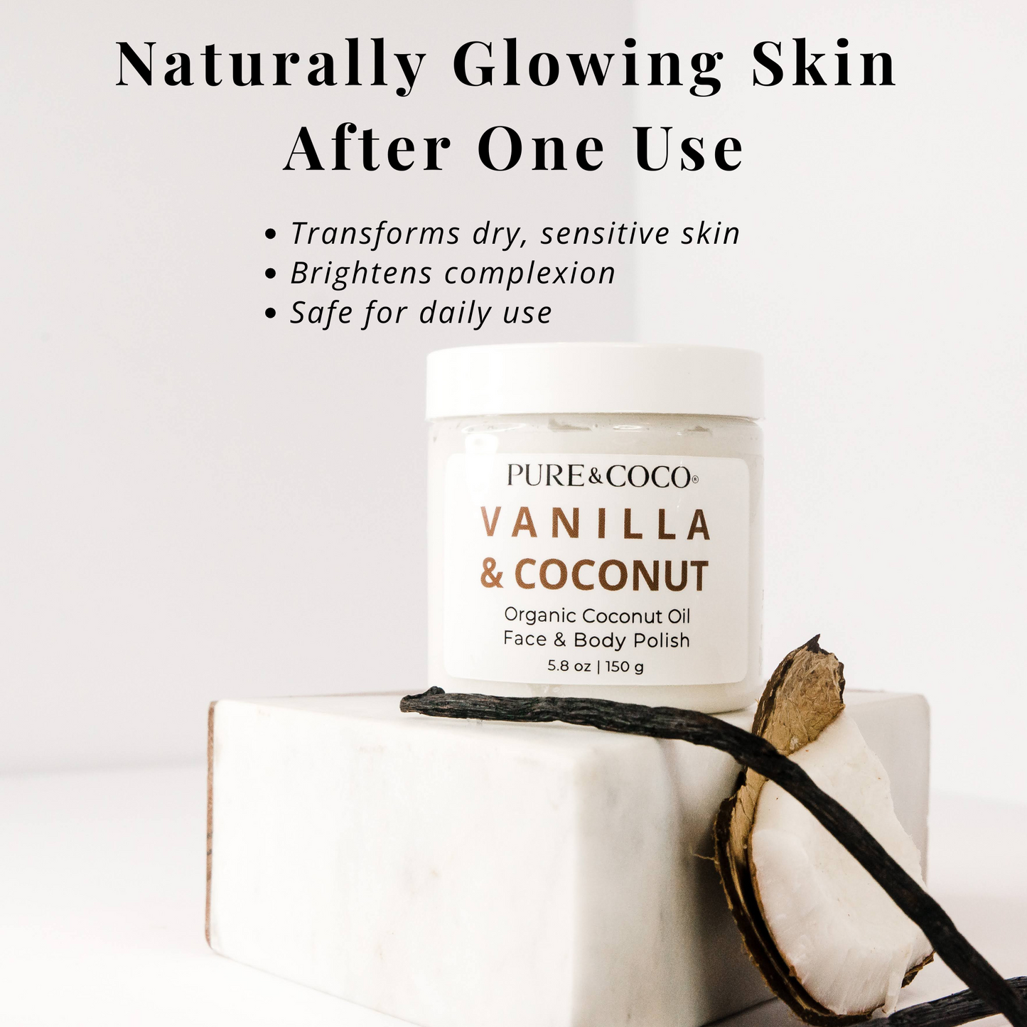 VANILLA & COCONUT Organic Coconut Oil Face and Body Polish