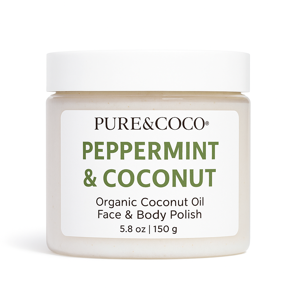 Peppermint & Coconut 5-in-1 Organic Coconut Oil Face and Body Polish ...