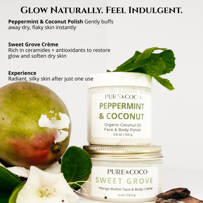 Peppermint_Sandalwood_Skincare_Set_Peppermint_and_coconut_organic_coconut_oil_face_and_body_polish_sweet_grove_mango_butter_face_and_body_creme_Pure_and_Coco