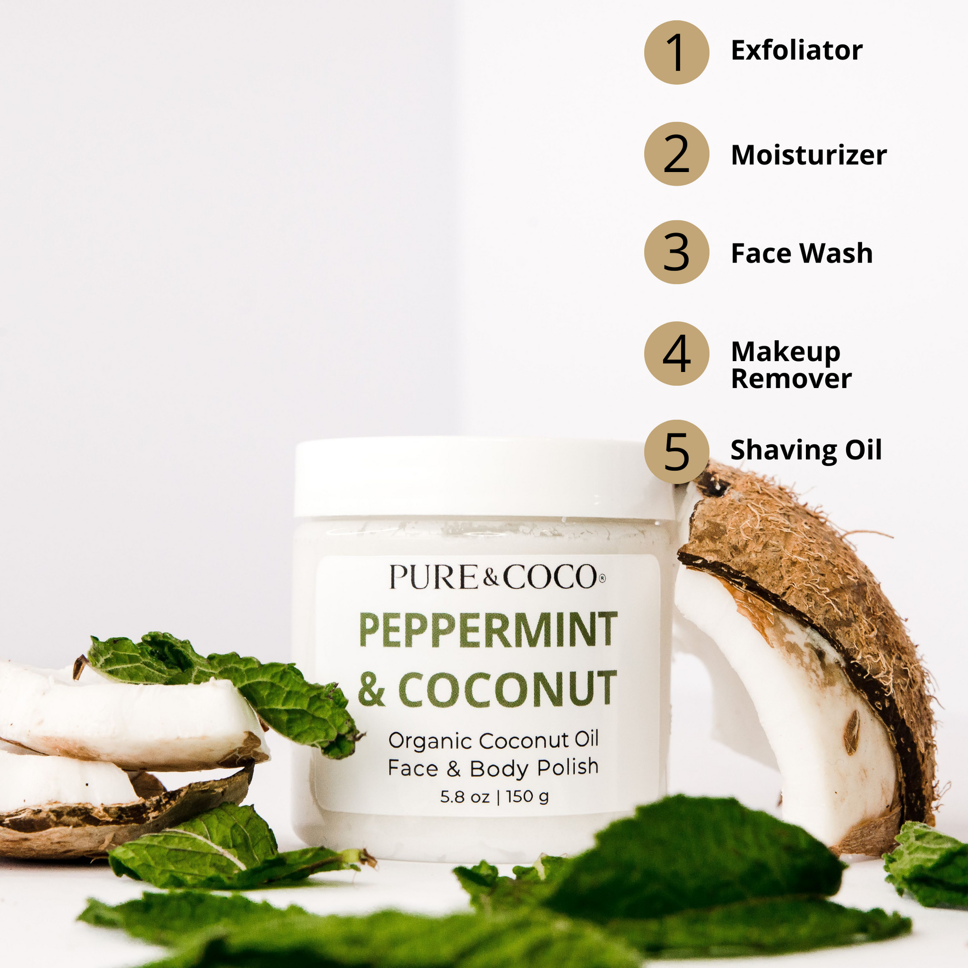 Peppermint_and_coconut_organic_coconut_oil_face_and_body_polish_5_benefits_infographic_pure_and_coco