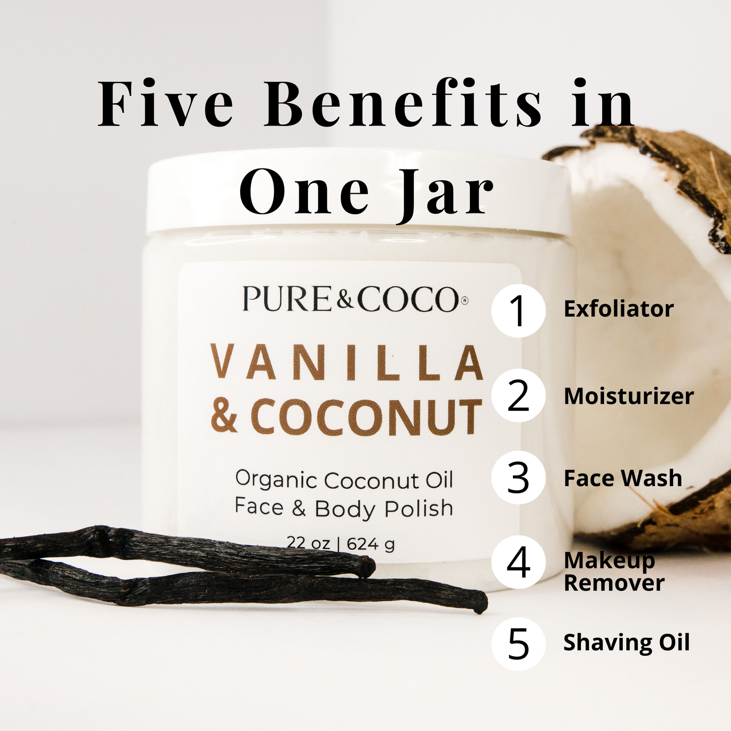 VANILLA & COCONUT Organic Coconut Oil Face and Body Polish