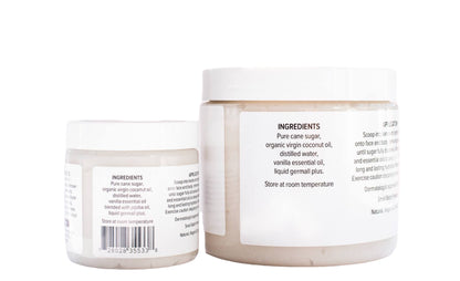 vanilla and coconut oil sugar scrubs for face and body exfoliators_ingredients_pure and coco